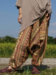  ethnic sarouel pants cotton woven cloth .. feeling less including carriage * new goods C* thick material u- Ben Asian yoga unisex 