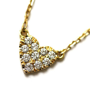 AHKAH Ahkah K18YG yellow gold Heart pave necklace VC0104010100 diamond 0.05ct 1.1g 40cm lady's used beautiful goods 