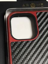 匿名送料込み iPhone11Pro用カバー 耐衝撃ケース カーボン調ブラック 黒色 縁色レッド 赤色 格好良い アイホン アイフォーン11プロ/QR3_画像3