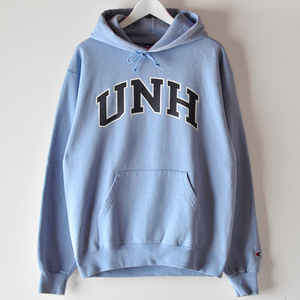 Champion UNH チャンピオン カレッジ スウェット パーカー スカイブルー M ホンジュラス製 ニューハンプシャー大学 バックプリント