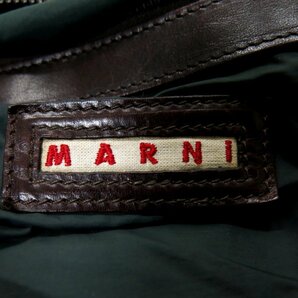 ●超美品●MARNI マルニ●バルーン●ゴート カーフ レザー 本革●2way ハンド バッグ●モスグリーン 赤茶●SV金具●A4 収納 書類●Js34925の画像9