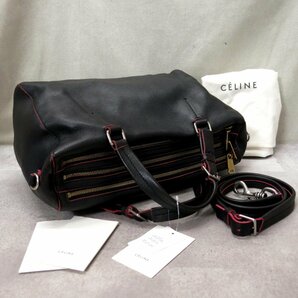 ●超美品●CELINE セリーヌ●カーフ レザー 本革●2way ショルダー ハンド バッグ●黒 赤●斜め掛け●B5 書類 収納●タグ付き●Js34932の画像4