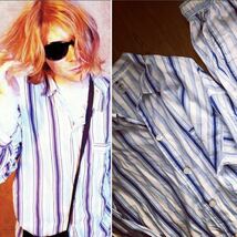 セントマイケル カートコバーン　60s ビンテージ パジャマシャツ　パンツ　セットアップ　ナンバーナインタイプ　シルク　ブルーストライプ_画像1