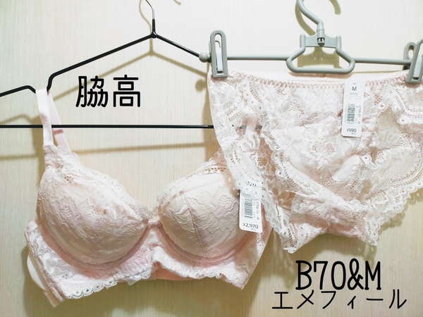 【新品】エメフィール　バーレスク脇高ブラ＆ショーツセット　ピンク　B70&Mサイズ