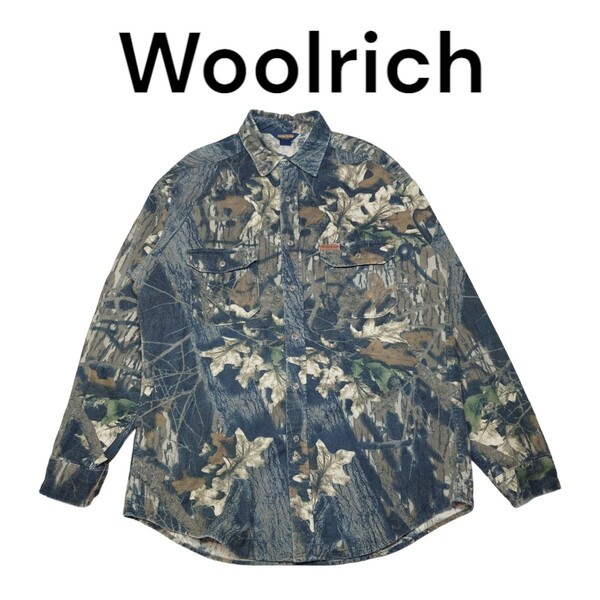 Woolrich　リアルツリーカモ　長袖　ボタンシャツ　総柄　古着　ウールリッチ