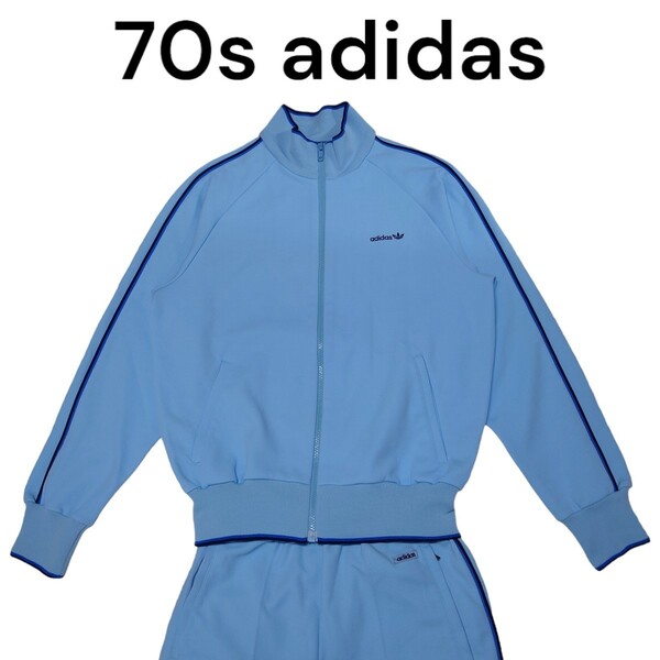 70s adidas　ジャージセットアップ　古着　adidas　デサント製　トラックジャケット　トラックパンツ　ヴィンテージ