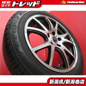 送料無料 4本 ブリヂストン エコピア NH100 215/55R17 タイヤ ホイール セット 国産 夏 17年製 7J +53 5H 114.3 オデッセイ ヴェゼル 新潟