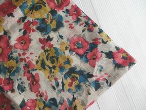 linen100%* stylish bokashi watercolor floral print print cloth 