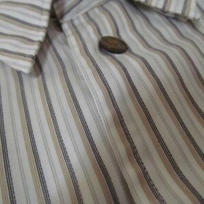 (52317)BELLUMORE メンズ イージーケア ワイシャツ Yシャツ 長袖 シャツ ストライプ M ホワイト×ベージュ系 USEDの画像6