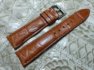  free shipping genuine article crocodile 20mm light brown fine quality wani leather arm belt for clock 