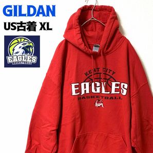 US古着 GILDAN ギルダン スウェットパーカー バスケット イーグルス ゆるだぼ プルオーバー ヴィンテージ XL