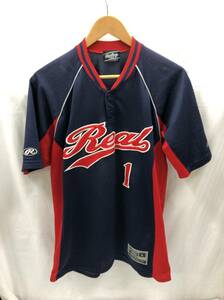 Rawlings ユニフォーム Real 半袖 メンズ L ネイビーxレッド ローリングス 23033002