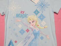 新品 130 アナと雪の女王 半袖Tシャツ 水色 雪の結晶柄 ディズニープリンセス エルサ 子供 小学生 女の子 夏物 120cm～ 双子 姉妹 送料無料_画像2