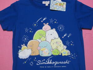 新品 140 すみっコぐらし 半袖Tシャツ 青 星空さんぽ しろくま ねこ とかげ ぺんぎん? とんかつ えびふらいのしっぽ 女の子 夏物 送料無料