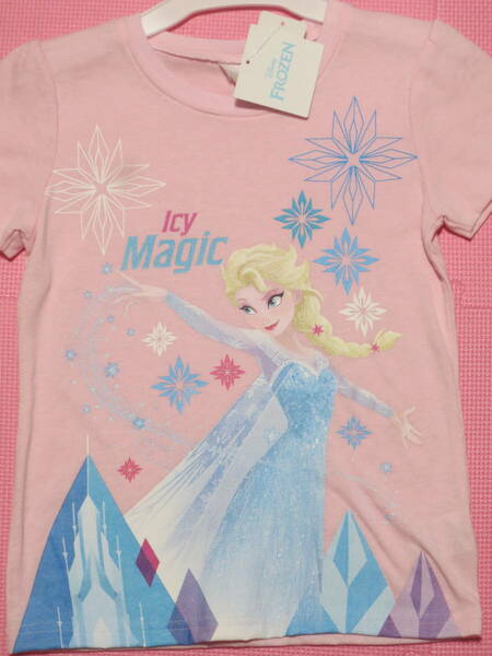 新品 130 アナと雪の女王 半袖Tシャツ ピンク 雪の結晶柄 ディズニープリンセス エルサ 子供 小学生 女の子 夏物 120cm～ 双子 送料無料