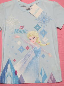 新品 130 アナと雪の女王 半袖Tシャツ 水色 雪の結晶柄 ディズニープリンセス エルサ 子供 小学生 女の子 夏物 120cm～ 双子 姉妹 送料無料