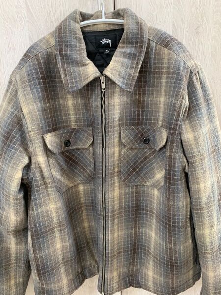 stussy HEAVY BRUSH PLAID ZIP UP JACKET