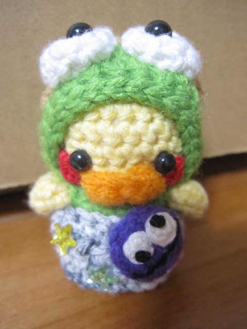 Unused ■ Handmade Cookie Monster-style Kigurumi Duck Amigurumi Strap, stuffed toy, animal, Frog