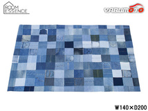 東谷 ラグ インディゴ W140×D200 WE-130 パッチワーク風 コットン 綿 マット デザイン カーペット 絨毯 高級感 メーカー直送 送料無料_画像1