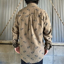 WOOLRICH ウールリッチ 総柄 オールプリント アニマル 鹿 シカ シャモアクロスシャツ 長袖シャツ メンズM_画像7