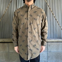 WOOLRICH ウールリッチ 総柄 オールプリント アニマル 鹿 シカ シャモアクロスシャツ 長袖シャツ メンズM_画像2