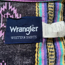 80年代 Wrangler ラングラー ネイティブ ストライプ柄 長袖 ウエスタンシャツ メンズL_画像9