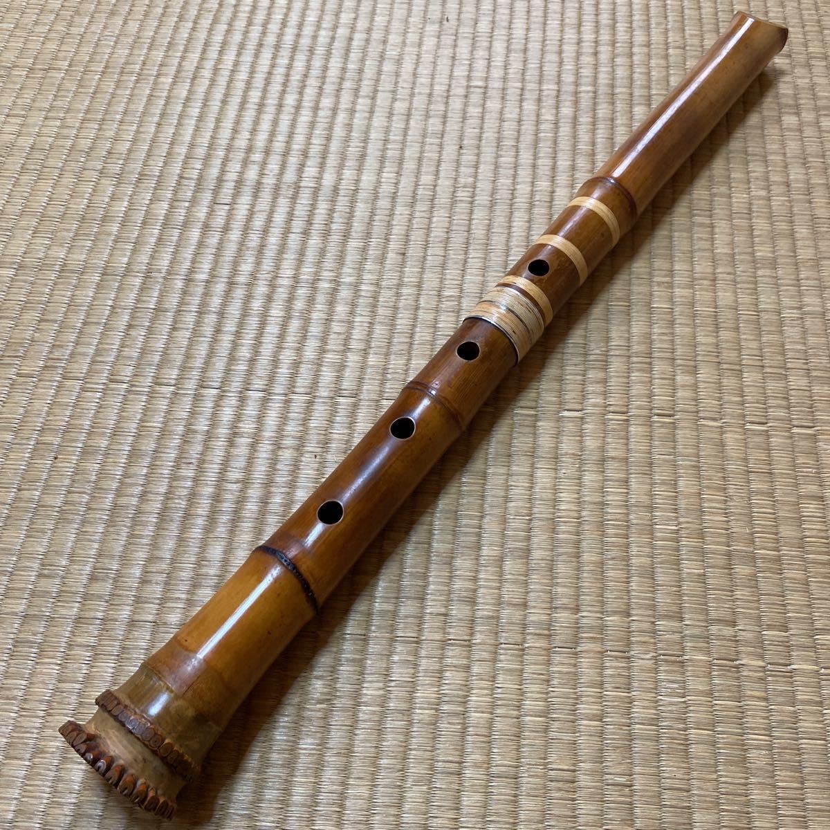すぐ発送可能! 値下げ 尺八 一尺八寸管 銘 竹仙? 唄口 銀巻き - 和楽器