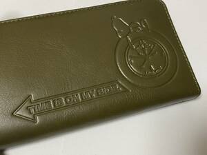  Peanuts PEANUTS Snoopy SNOOPY round Zip long wallet khaki exhibition unused goods 