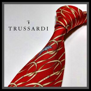 218【TRUSSARDI】トラサルディ ネクタイ 赤系