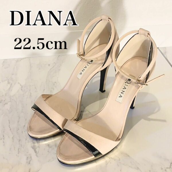 DIANA ダイアナ アンクルストラップサンダル 22.5cm ピンクベージュ