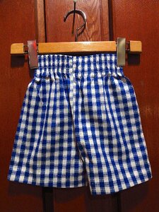  Vintage 70's* Kids silver chewing gum check shorts blue × white *230313c1-k-sht 1970s bottoms child clothes pants 