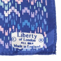 【中古】 Liberty of London スカーフ ブルー シルク100％ 44×44(cm) NT 美品 Aランク_画像2