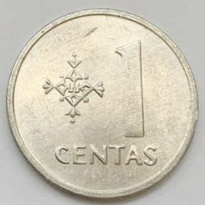 海外コイン　リトアニア　1ツェンタイ 1991年