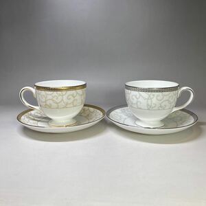 WEDGWOOD CELESTIAL　ウェッジウッド セレスティアル カップ&ソーサー 2客セット　プラチナ ゴールド ペア 英国 コーヒーカップ