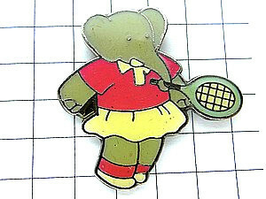 Значок для булавки / слон BABAR Girl Tennis ◆ French Limited Pins ◆ Редкий винтажный Pinbatch