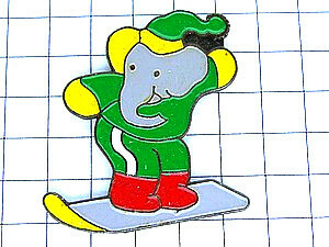  pin badge * Babar the Elephant. snowboard * France limitation pin z* rare . Vintage thing pin bachi