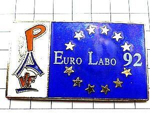 ピンバッジ・ユーロラボ研究所ユーロ旗◆フランス限定ピンズ◆レアなヴィンテージものピンバッチ
