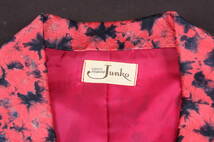 YF3925 LADIES FASHION Junko セットアップ ジャケット スカート ピンク 紺 絞り 染め 昭和レトロ バブルファッション_画像9