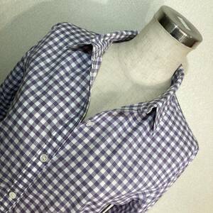 B114 beautiful goods!# theory * white * purple / silver chewing gum check * blouse #S