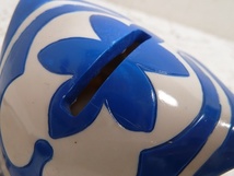 (☆BM)陶器製 ふくろう 貯金箱 梟 ミミズク 青いフクロウ 高さ9㎝ 置物 オブジェ レトロ 鳥 動物_画像8
