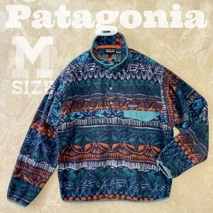 美品☆patagonia 2019年製シンチラスナップ T TBST【M】サイズ フリースプルオーバージャケット パタゴニア 古着 総柄 ネイティブ柄