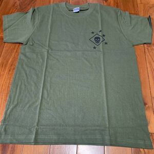 沖縄 米軍放出品 海兵隊 実物 US MARINES RAIDERS MARSOC Tシャツ MEDIUM OD COTTON (管理番号E14)