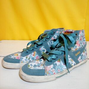 Gola　ゴーラ　リバティ×ハイカットスニーカー　花柄　UK3　22.0cm　ブルー系　水色