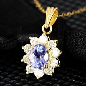 【製造大卸☆最安値】優美 0.4ct 天然 タンザナイト 天然 ダイヤモンド K18 YG イエローゴールド ネックレス ペンダント 18金 【鑑別書付】