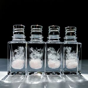 10月誕生石『ローズクォーツ』ミニサイズ 天然石入りストームグラス 香水瓶ストームグラス 香水瓶