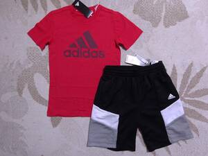  postage included!!* new goods *adidas Adidas *140* comfortable! short sleeves T-shirt ( red / red )* comfortable material!! jersey shorts ( black / gray / white )* top and bottom * prompt decision 