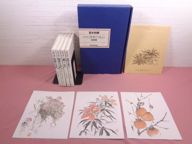 Saisonale Blumenzeichnungen in Tinte, Set aus vier Bänden von Kazuo Miyamoto, Neue japanische Verlage, Malerei, Kunstbuch, Sammlung, Kunstbuch