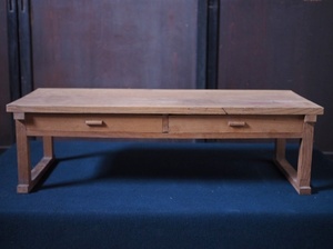 シンプルな総欅ローテーブル 1910-20年代　古録展 送料別 Fサイズ　中古 品番F3451