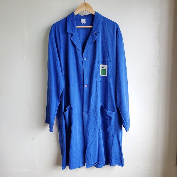 845◆【size4】SANFOR ユーロワーク ショップコート L-XL位 青 インディゴブルー デッドストック ワークウエア 中古 USED