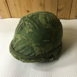  the US armed forces the truth thing M1 steel helmet liner Mitchell camouflage with cover used nam war 